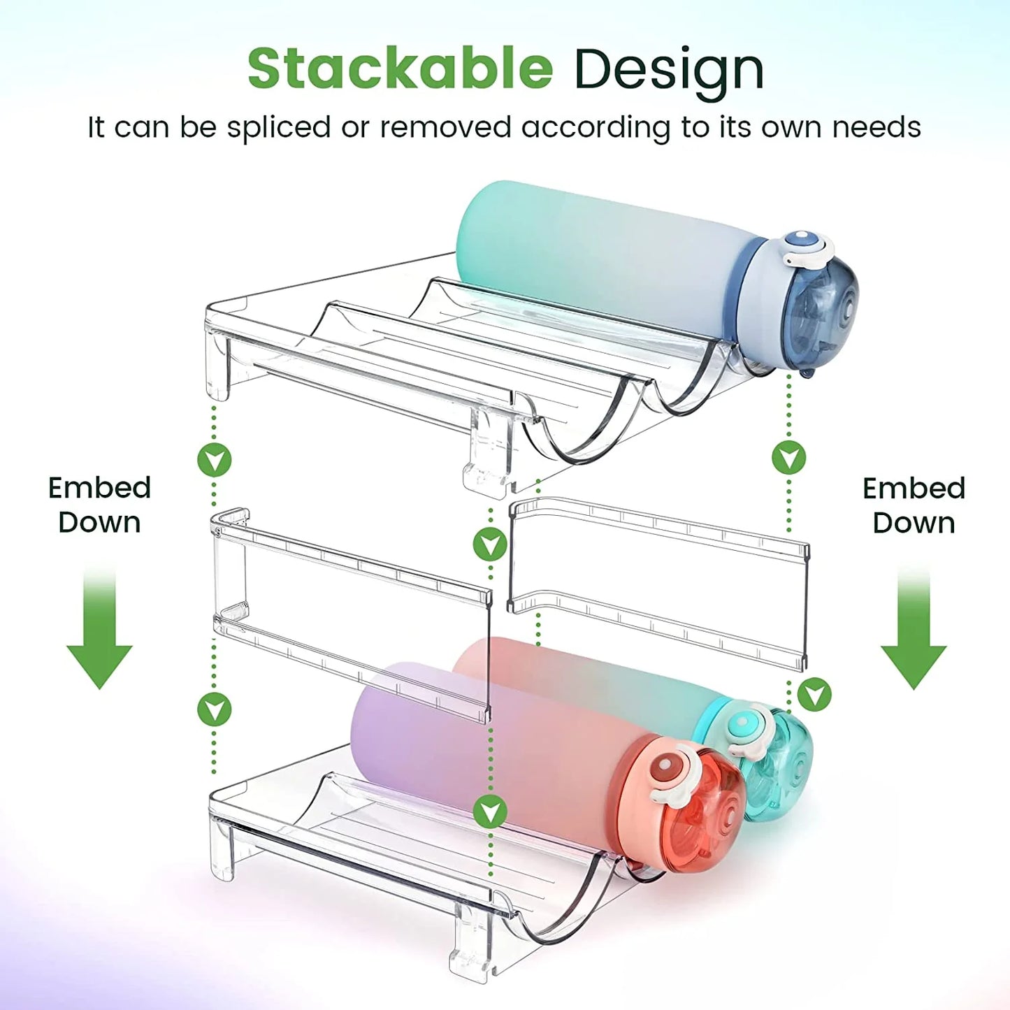Say Goodbye to Clutter! π Check Out Our 2-Pack Stackable Water Bottle Organizer for Your Cabinet! Perfect for Keeping Your Hydration Essentials Neat and Tidy! π§π₯€ #Homeorganization #Waterbottlestorage