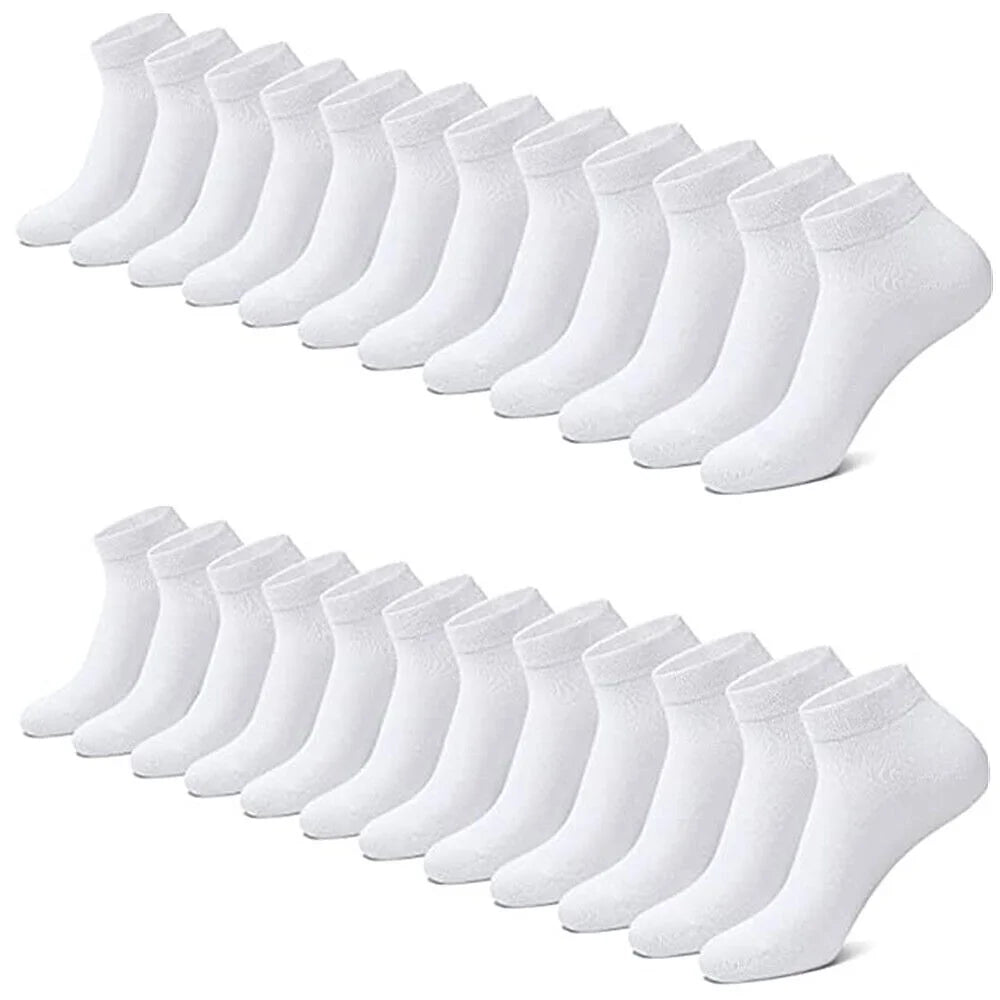 3-12 Pairs Mens Plain Solid Cotton Sports Ankle Athletic Socks Low Cut Size 9-13