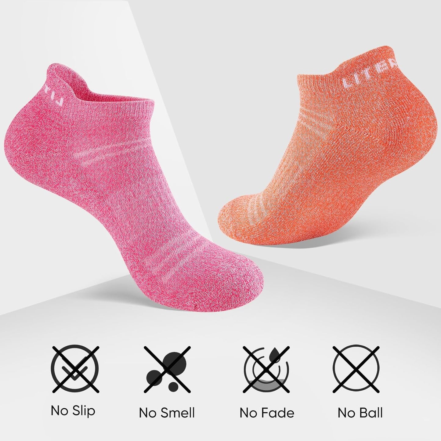 Womens Ankle Socks 6-Pairs Athletic Running Sport Socks with Cushioned Sole