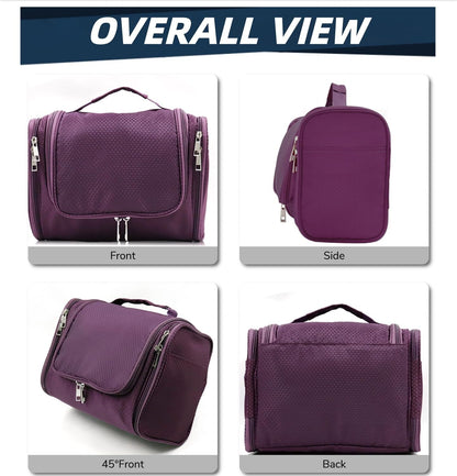 Large Capacity Toiletry Bag for Women and Men, Hanging Toiletry Organizer Cosmetics Makeup Bag, Water-Resistant Dopp Kit Shaving Bags for Full Sized Toiletries, Travel Essentials (Purple)
